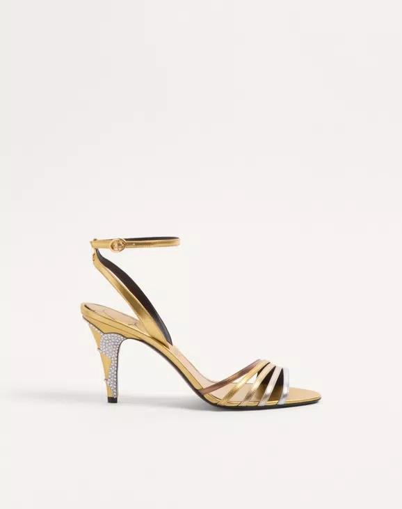 Valentino Ladycrush Sandal In Laminated Nappa With Crystals 85Mm - Image 1